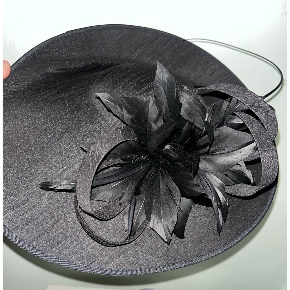 Something Special Black Wide Brim Church Tea Party Derby Headband Hat